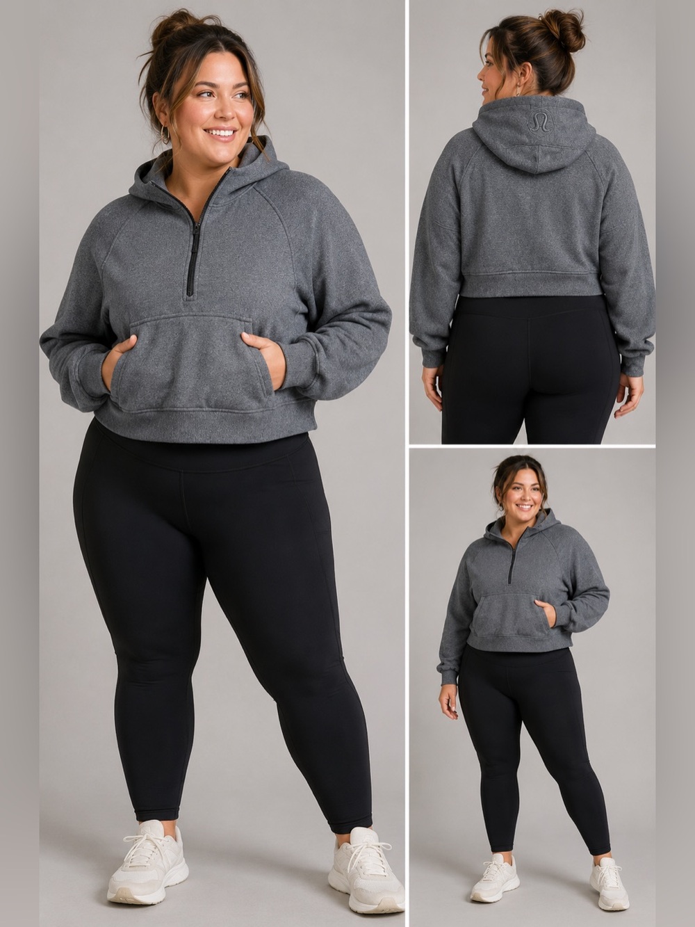 lululemon XL/XXL Gray Cropped Half Zip Hoodie
